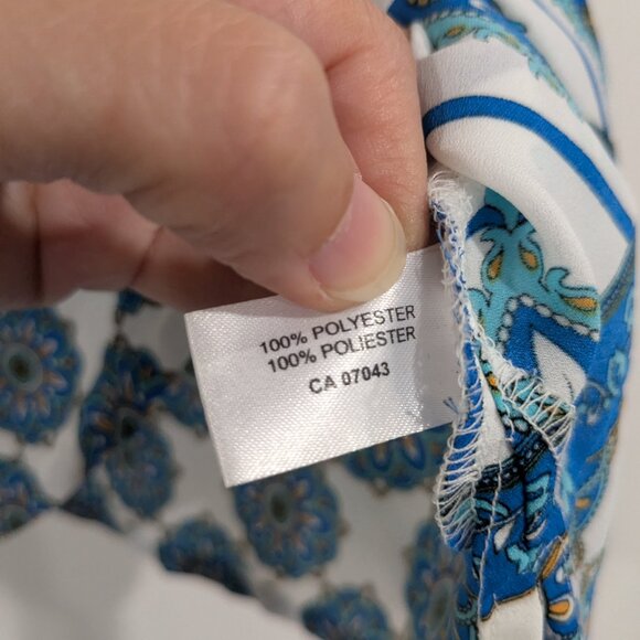 Violet + Claire Paisley Blouse Teal Blue White Size 1X - Picture 4 of 6
